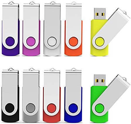 Vibrant Aiibe 10 Pack 32 GB USB 3.0 Flash Drives – High-Speed Thumb Drives in 10 Fun Colors for Effortless Data Storage and Transfer, Perfect for Home, Office, or School Use