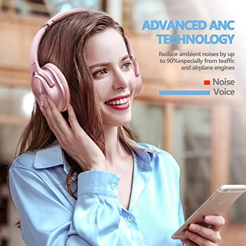 Unleash Immersive Sound Quality with ZIHNIC Rose Gold Bluetooth Headphones – 40-Hour Battery Life, Superior Noise Cancelling, and Plush Earpads for Ultimate Comfort – Perfect for Travel, Daily Commutes, and Home Listening – Seamless Device Pairing for Effortless Enjoyment