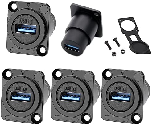 PENGLIN USB 3.0 Waterproof Socket Coupler – 2 PCS D-Type Panel Mount Female-to-Female Connector for High-Speed Data Extension, Solderless Installation, Ideal for Outdoor Use and Industrial Applications, Durable and Reliable Signal Adapter
