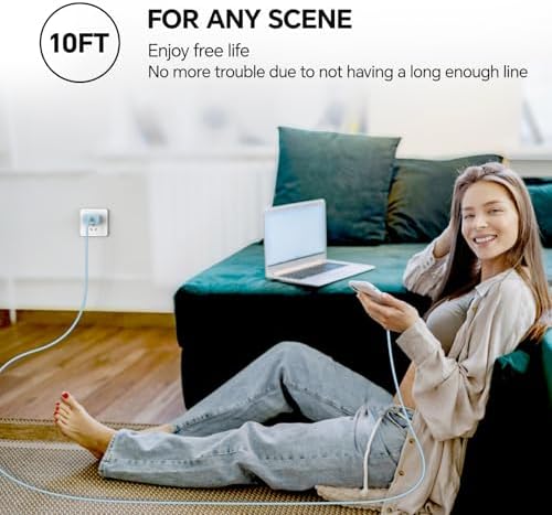 Lightning-Fast 20 W USB-C Wall Charger & 10 FT Cable for i Phone 15/16/Plus/Pro Max – Sleek Pink-Blue Power Adapter for Ultimate Charging Performance and Versatile Use