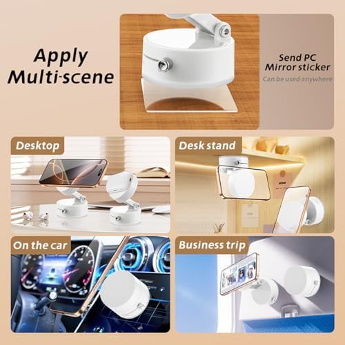 Vacuum Magnetic Phone Holder Updated Suction Cup Phone Mount Foldable and Portable Easy to Operate and Durable Multi-scenario Application 360° Adjustable for Gym/Kitchen/Bathroom/Car/Desktop(White) – Enhanced Compatibility and Speed