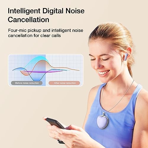 Stylish Bluetooth Earphones for Women – Pendant Necklace Design Wireless Headphones with Advanced Noise Cancellation, 30-Hour Playback, and IPX5 Waterproof Feature for i Phone & Android – Perfect Blend of Elegance and Functionality
