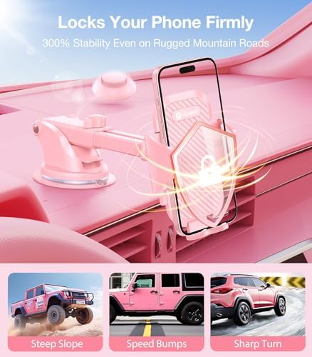 VICSEED [True Strongest Suction] [Rally Racing-Grade Stability] Phone Holders for Your Car 2025 Upgraded Car Phone Holder Mount Truck Stand Cradle for iPhone Samsung All Phones, Yellow – Enhanced Compatibility and Speed