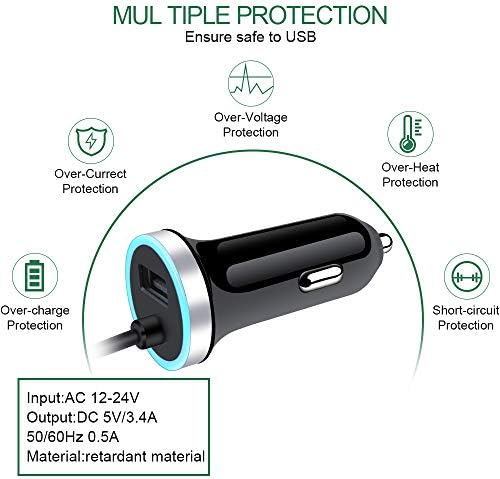 Ultra-Fast Dual-Port USB-C Car Charger for Samsung Galaxy S25 Series, S24, S23, A-Series – Includes 3 ft Type C Charging Cable – Compact Design with Enhanced Safety Features for Rapid On-the-Go Charging
