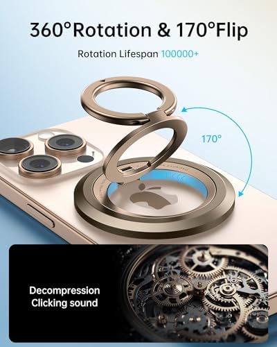 Syncwire Magnetic Phone Ring Holder – Titanium Alloy Kickstand for i Phone 12-16 Pro Max & Compatible Android Devices – Ergonomic Design, Enhanced Mag Safe Stability, Lightweight Grip for Ultimate Hands-Free Convenience