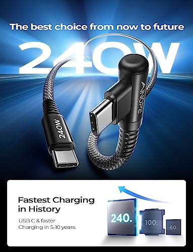 Optimize your charging setup with the AINOPE 240 W USB C to USB C Cable, a 6-foot powerhouse engineered for ultimate speed and flexibility. Featuring a right-angle connector, this fast charging cable is perfect for gaming or multitasking without the clutter of tangled cords. Compatible with the latest devices, including i Phone 16 Pro Max, i Phone 15, Mac Book Air/Pro, i Pad Pro, Samsung Galaxy, and Pixel, it delivers an impressive 240 W power output for rapid charging. The dual-pack offers exceptional value, ensuring you have a reliable charging solution wherever you go. Built with premium materials for durability, the sleek grey and blue design enhances your tech aesthetic while providing long-lasting performance. Elevate your device charging experience with this versatile cable, designed for both home and office use, while ensuring seamless connectivity across all your electronics.
