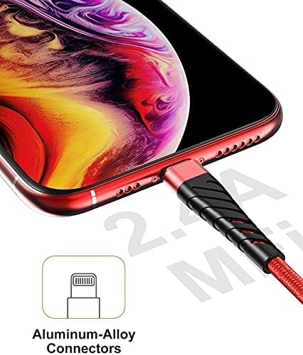 Cyven Smart 3-Pack 6 Ft MFi Certified Lightning Cables – Fast Charging USB A to Lightning Cords for i Phone 14/13/12/11/XS/XR/X/8/7/6/5/SE Plus Pro Max Mini – Durable Red Design for Ultimate Flexibility and Speed