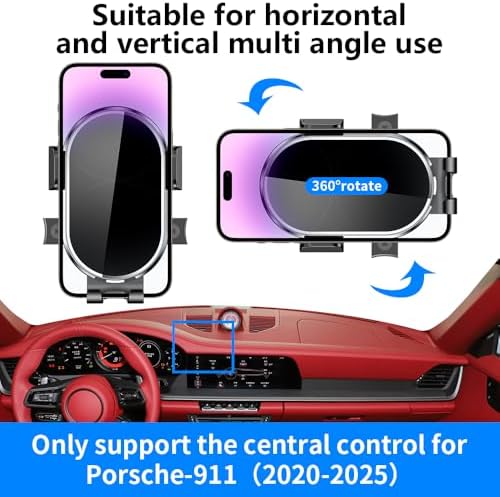 Premium Porsche 911 (2013-2019) GT3 Coupe & Carrera S Car Phone Holder – Stylish Dashboard Mount for Enhanced Navigation and Hands-Free Calls – Secure Mobile Device Holder with 360-Degree Rotation & Universal Fit for Luxurious Driving Experience – Easy Tool-Free Installation