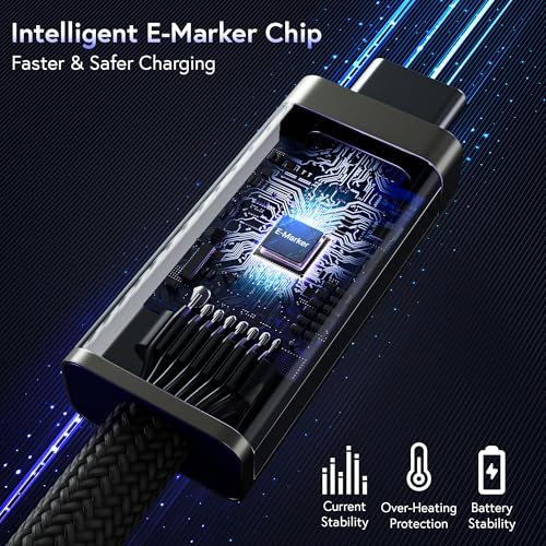 Premium 6.5 FT USB C to USB C Fast Charging Cable – 100 W Power Delivery & 480 Mbps Data Transfer, Braided Aluminum Design for Ultimate Durability – Universal Compatibility with i Phone 16, Mac Book Pro, i Pad Pro & More – Efficient Charging & Seamless Connectivity