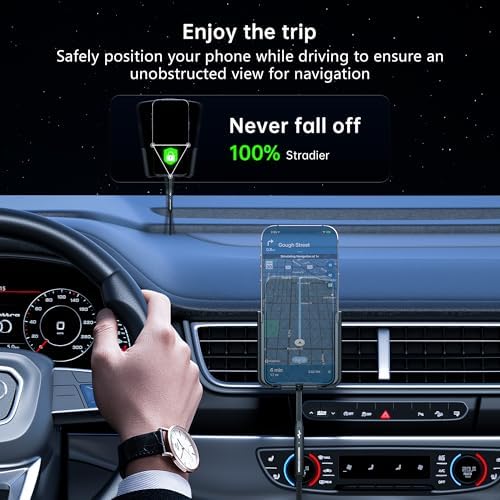 POLMXS Fast Wireless Car Charger Mount – Effortless Cordless Charging Pad for i Phone 11-16 & Samsung S10-S23 Ultra – 360° Rotation, Seamless Installation & Durable Design for Ultimate On-the-Go Convenience