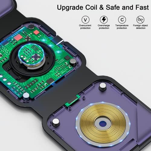 RTOPS 3-in-1 Magnetic Wireless Charging Station for i Phone, Apple Watch, and Air Pods – Compact Ga N Travel Charger with Enhanced Speed and Compatibility for i Phone 16/15/14/13/Pro/Max, Air Pods 4/3/2/Pro – All-in-One Solution for Ultimate Convenience and Efficiency