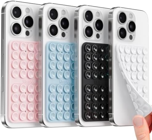 Klearlook 4-Pack Silicone Suction Cup Phone Mount – Creative Hands-Free Phone Grip for Stunning Selfies & Videos in Clear, Light Pink, Hot Pink, and Lavender – Innovative Double-Sided Suction Technology for Wide Compatibility – Premium Durable Design for Effortless Content Creation and Easy Maintenance