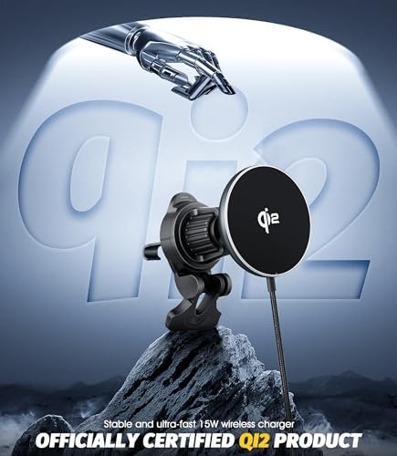 Orzero 15 W Qi2 Certified Wireless Car Charger – Magnetic Vent Mount for Samsung Galaxy S25 & i Phone 16/15/14/13/12 – Fast PD Charging with Secure Magnetic Hold – Sleek Black Design for Ultimate Compatibility and Performance