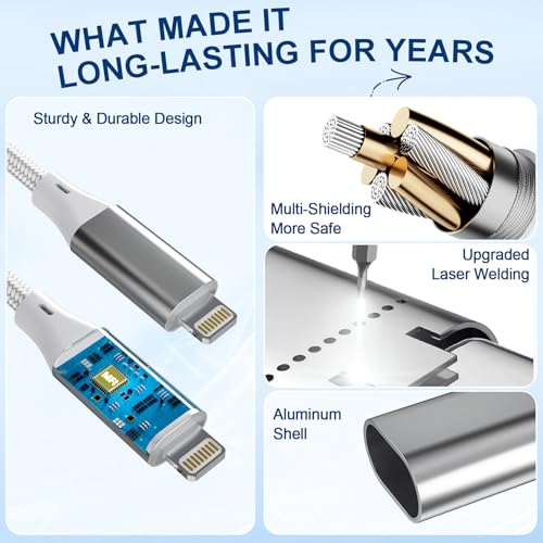 Effortless Charging with 6 FT 3-in-2 Multi-Device Lightning Cable: Dual Fast Charge Solution for i Phone & Apple Watch – Lightweight, Durable, and Travel-Ready for i Watch Ultra 2 & SE 2 – Ultimate Compatibility for i Phone 14/13/12/11