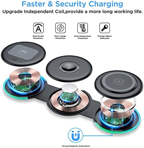 Sleek 3-in-1 Portable Wireless Charging Station for Apple – Magnetic Fast Charger for i Phone 16/15/14/13/12 Pro/Max, Apple Watch, and Air Pods – Compact Black Design for Effortless Travel Power Management and Enhanced Compatibility