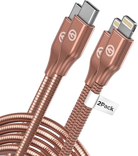 GALVANOX Pet-Proof Lightning to USB-C Charging Cables (2 Pack) – Ultra-Durable Braided Metal Design for i Phone and i Pad – Apple MFi Certified Chew-Resistant 4 Ft. Cord for Fast Charging and Enhanced Device Protection