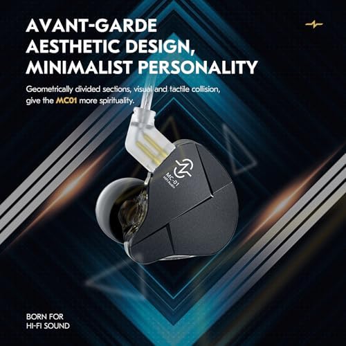 Kinboofi CCZ MC01 High-Performance Wired In-Ear Monitors – Audiophile-Grade 10 mm Dual-Magnet Drivers for Unmatched Sound Clarity – Stylish Black Gaming Earbuds with 5 N OFC Detachable Cable for Ultimate Durability – Superior Sound Isolation and Ergonomic Comfort for Musicians and Everyday Listeners