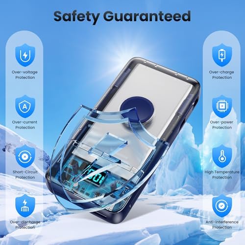 High-Capacity 40800 m Ah 5-in-1 Portable Power Bank with Fast Charging for i Phone and Apple Watch – Dual Built-in Cables, Magnetic Wireless Charger, LED Display, Ideal for Travel and Outdoor Adventures, Compatible with Android and More Devices