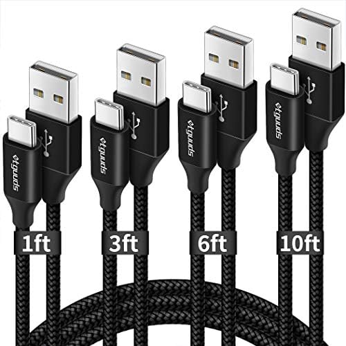 etguuds 4-Pack USB Type C Charging Cable – 6 ft Nylon Braided Fast Charger Cord for Samsung Galaxy S20/S10/S9/Note Series & Moto G – Superior Durability and High-Speed Power Delivery Up to 3 A – Ideal for Home, Office, and On-the-Go Use