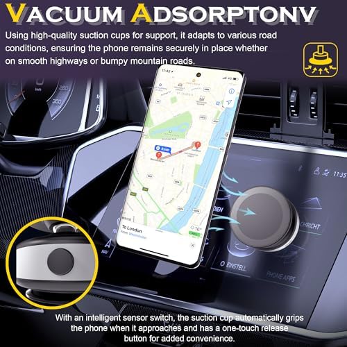 Revolutionary 360-Degree Adjustable Vacuum Magnetic Phone Holder for Vehicles – Effortless Hands-Free Operation with Superior Stability and Enhanced Compatibility for i Phone 16/15/14/13/12 and More – Ideal Car Accessory for Navigation and Streaming