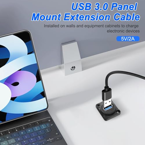 XMSJSIY USB 3.0 Flush Mount Extension Cable – 5 Gbps High-Speed USB Type-A Male to Female Connector for Seamless Data Transfer and Charging – Durable 1 M (3.2 FT) Design for Professional Installations and DIY Projects – Enhanced Compatibility for Workstations and Entertainment Systems