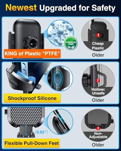 VANMASS Enhanced Car Vent Phone Holder Mount – Universal Smartphone Cradle for i Phone 13 Pro Max, 12, 11, X, XR, XS, 8, 7 Plus, Mini, SE & Android Devices – Secure Handsfree Accessory with Quick Clamp Mechanism and 360-Degree Rotation in Sleek Red Finish for Ultimate Driving Convenience