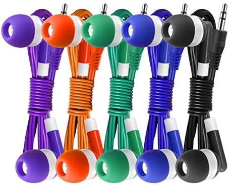 Vibrant 30-Pack Kids Earbuds – Wired In-Ear Headphones in 5 Fun Colors (Black, Blue, Orange, Green, Purple) – Ideal for i Pads, Macs, PCs & Fitness Gear – Perfect for Classrooms & Group Activities with Enhanced Compatibility and Sound Quality