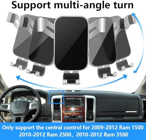 Dodge RAM 2013-2018 Premium Car Phone Holder: Enhanced Stability & Charging Cradle for 1500, 2500, 3500 Models – Ultimate Mobile Accessory for Safe Navigation & Hands-Free Communication
