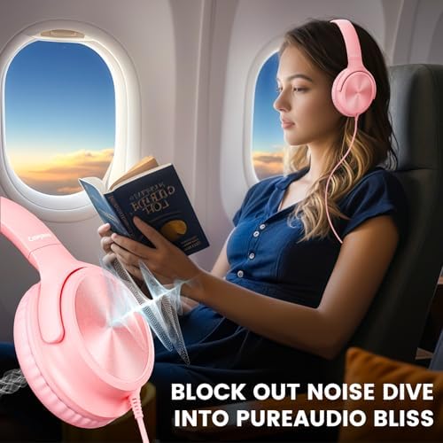 Transform Your Audio Journey with Cowyawn’s Premium USB Type-C Over-Ear Headphones – Stunning Rose Finish, Superior HD Stereo Sound, and Integrated Microphone for Effortless Communication – Ideal for Chromebook, Laptop, and i Phone Users Seeking Optimal Comfort with Portable, Foldable Design