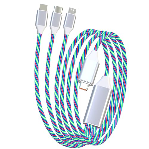 LED USB C Multi Charging Cable – 3-in-1 Fast Charging Solution with 3 A Power Delivery, 4 FT Length & Innovative LED Indicator for Type C, Micro USB & Apple Devices – Durable, Tangle-Free Design Perfect for Home, Office & Travel Use