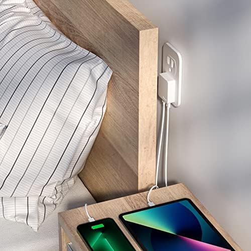 Nekmit Dual-Port Flat USB Wall Charger – Compact & Stylish Purple Fast Charging Solution with Smart IC Technology for i Phone, Galaxy, Pixel, i Pad Pro, Air Pods, and More, Perfect for Travel and Everyday Use