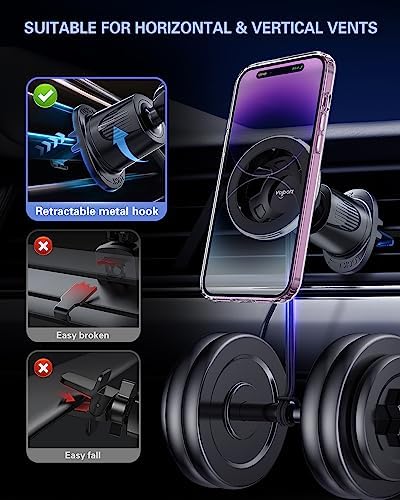 VOLPORT Mag Safe Car Mount: Premium Magnetic Phone Holder for Dashboard & Air Vent – 360-Degree Pivot for i Phone 16/15/14/13/12 Pro Max Plus & Samsung S24 Ultra – Enhanced Stability & Fast Charging Compatibility – Ultimate Automotive Solution for Effortless Hands-Free Navigation