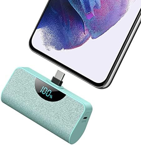 Ultra-Compact 5200 m Ah USB-C Power Bank with LCD Display – Fast-Charging Portable Charger for i Phone 15, Samsung, Google Pixel & Android Devices – Stylish Purple Battery Pack for On-the-Go Power Solutions