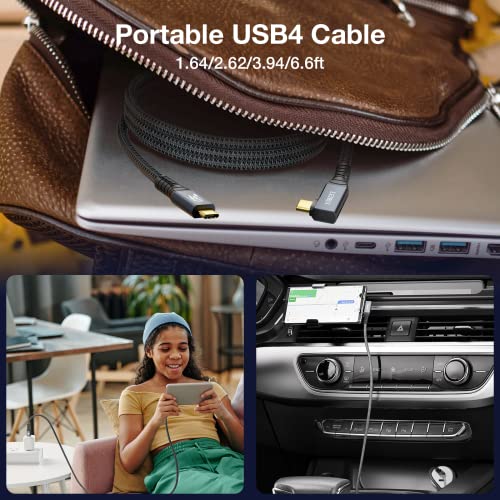 LEIRUI Thunderbolt 4 Right Angle USB-C Cable – 40 Gbps High-Speed Data Transfer, 8 K@60 Hz Video Output, 240 W Fast Charging – Premium USB4 Cable for i Phone 15 Pro, Mac Books, i Pad Pro, Enhanced Durability & Compatibility