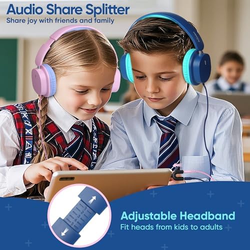 Vibrant Over-Ear Headphones for Kids – 5-Pack Foldable Wired Earphones with 3.5 mm Jack – Ideal Audio Solution for Classrooms, Travel, and Online Learning – Lightweight, Durable, and Engaging Colors for Young Learners