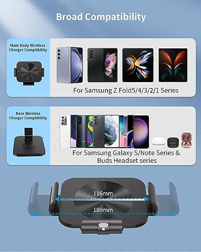 Dual-Function Wireless Charging Station for Samsung Z Fold Series & Galaxy Buds – Premium Aluminium Alloy Fast Charger with 20 W Adapter, Efficient 3-Coil Design for Seamless Charging Experience, Perfect for Home, Office, or Travel