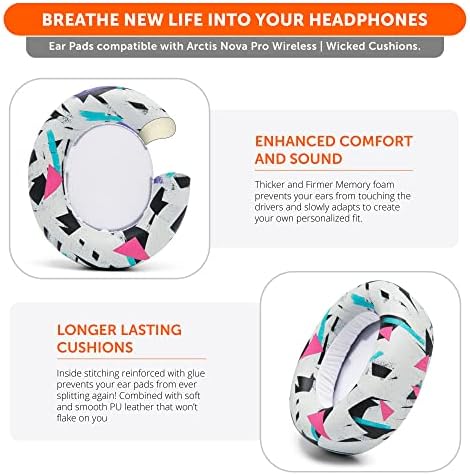 Upgrade Your Sound: WC Premium Replacement Earpads for Steelseries Arctis Nova Pro Wireless by Wicked Cushions | Enhanced Comfort with Thick, Soft Leather & Superior Durability | Red Camo Design for Distinctive Style & Optimal Sound Isolation