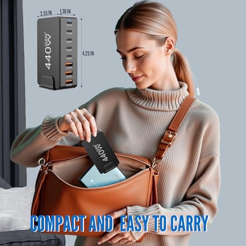 Power Up Your Devices with the 440 W USB C Charging Station – Multi-Port Hub for Rapid Charging of Laptops, Smartphones, and More – Ideal for Mac Book, Samsung, Google, and i Phone – Enhanced Compatibility with 8 Ports and 100 W Fast Charging Capability – Ultimate Home and Office Solution for Efficient Power Delivery