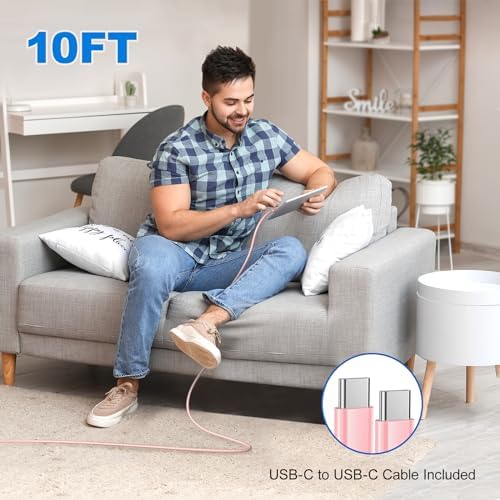 Rapid Charge Power Duo: 6 FT USB-C Wall Charger & Cables for i Phone 16, 15, Pro Max, i Pad Pro, Samsung S23 & Android – Unmatched Speed & Universal Compatibility for All Devices – Perfect for Home & Travel Use