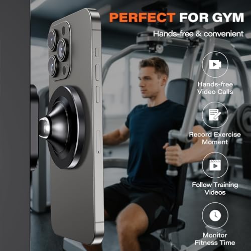 Premium A2 C All-Metal Magnetic Phone Holder for Mag Safe – Ultimate Gym Companion for i Phone 12-16, Featuring Dual Magnet Technology, Portable Design, and Stylish Durability – Perfect Workout Essential Gift for Fitness Enthusiasts
