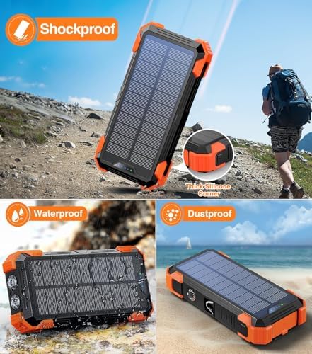 Ultimate Solar Power Bank with 42,800 m Ah Capacity – Fast Charging Wireless Portable Charger Featuring USB-C Connectivity, QC3.0 Technology, and 4 Ports for Outdoor Adventures – Built-in LED Flashlight for Enhanced Visibility and Eco-Friendly Performance