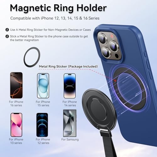 Magnetic Phone Ring Holder Grip – Ultimate Smartphone Accessory for Enhanced Stability & Hands-Free Viewing | Compatible with i Phone 16 Pro Max, 15, 14, 13, 12 & DJI Osmo Mobile Series | Ergonomic Design for One-Handed Use & Secure Grip | Durable, Lightweight & Easy Installation | Ideal for Texting, Selfies, Gaming & Video Calls