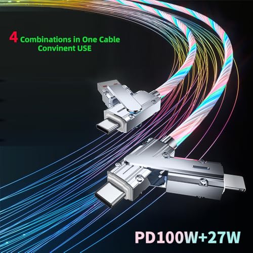AYI 6-in-1 Universal Multi-Port Charger: Fast PD Charging Cable with USB A/Type C, Lighted Current Indicator, and Enhanced Device Compatibility for Smartphones, Laptops, and Tablets – Compact, Durable, and Travel-Friendly Solution