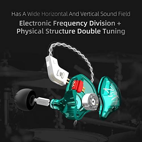KZ ZST X Hybrid Dual Driver In-Ear Monitors – Premium Hi-Fi Stereo Earbuds with Detachable Cable for Audiophiles & Musicians, Ergonomic Design for Ultimate Comfort, Enhanced Audio Clarity & Precision, Lightweight & Portable for On-the-Go Listening in Cyan