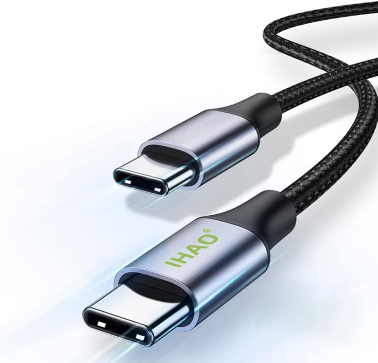 IHAO 60 W USB Type C to Type C Fast Charging Cable with LED Current Indicator – High-Speed Data Transfer for Android & i OS Devices – 39 Inch Universal Charger in Vibrant Green – Durable, Efficient Power Delivery for Modern Tech