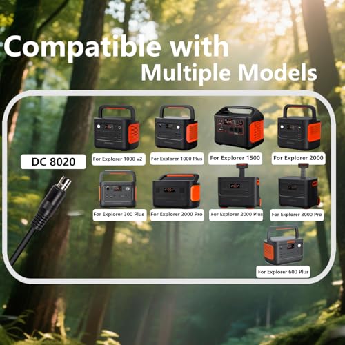 Jackery Explorer 3000 Pro & 2000 Series Car Charger DC 8020 – 5 FT Premium Charging Cable for Ultimate Compatibility and Rapid Power Supply Solutions