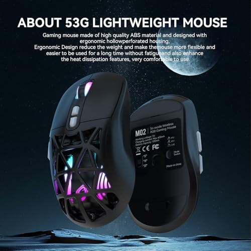 Ultimate FD Wireless Gaming Mouse with RGB Lighting – 10,000 DPI Precision, Tri-Mode Connectivity (2.4 GHz, Bluetooth 5.0, Wired) & Programmable Macros for Enhanced Performance – Rechargeable Battery for Seamless Gaming on Laptop, Desktop, Mac, and Chromebook – Ergonomic Design for Comfort and Style