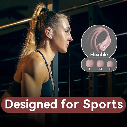 Elevate Your Sound Experience with Bmani Wireless Earbuds: 48-Hour Playtime Bluetooth Headphones with LED Battery Indicator, Secure Over-Ear Design, Built-in Mic for Hands-Free Calls, Ideal Sport Earphones for Active Lifestyles