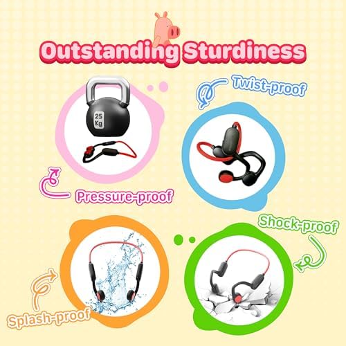 Kid-Friendly Bluetooth Earbuds with IPX5 Waterproof Protection – Lightweight Design, 85 d B Hearing Safety, Built-in Microphone, and Seamless Compatibility for Active Play and Learning