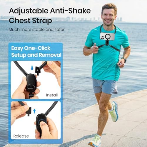 Revolutionary Magnetic Neck Phone Holder for Hands-Free Vlogging and Content Creation – Adjustable Smartphone Mount for i Phone 15, 14, 13, 12 Pro Max, Plus, Mini (Black) – Effortless Video Recording and Maximum Stability